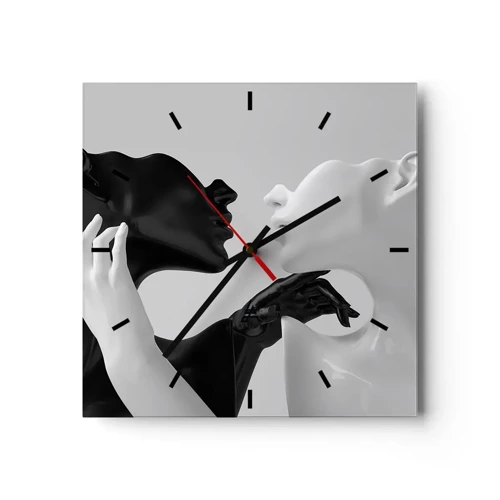 Väggklocka - Klocka på glas - Attraktion - lust - 30x30 cm