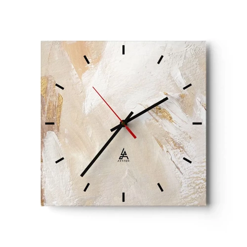 Väggklocka - Klocka på glas - Pastellfärgad komposition - 40x40 cm