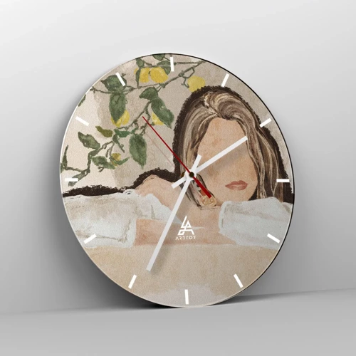 Väggklocka - Klocka på glas - Sydlig skönhet - 30x30 cm