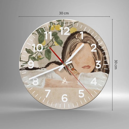 Väggklocka - Klocka på glas - Sydlig skönhet - 30x30 cm