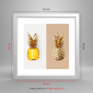 Affisch i vit ram - Ananas för oss - 30x30 cm