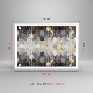 Affisch i vit ram - Diamantkomposition - 100x70 cm