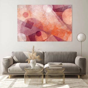 Glastavla - Bild på glas - Geometriska omvandlingar i rosa - 120x80 cm