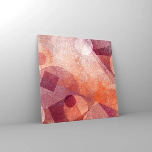 Glastavla - Bild på glas - Geometriska omvandlingar i rosa - 50x50 cm