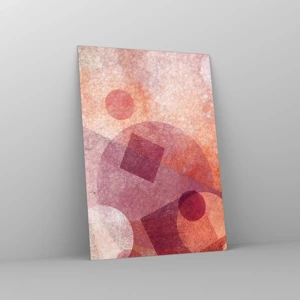 Glastavla - Bild på glas - Geometriska omvandlingar i rosa - 50x70 cm