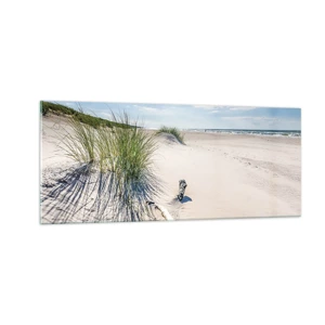 Glastavla - Bild på glas - Vackrast? Östersjöstrand - 100x40 cm